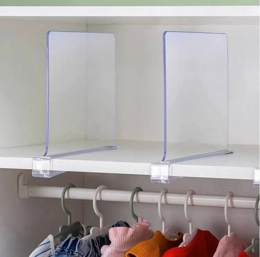 طقم فواصل رفوف أكريليك 3 قطع – منظم دولاب شفاف للملابس والفوط