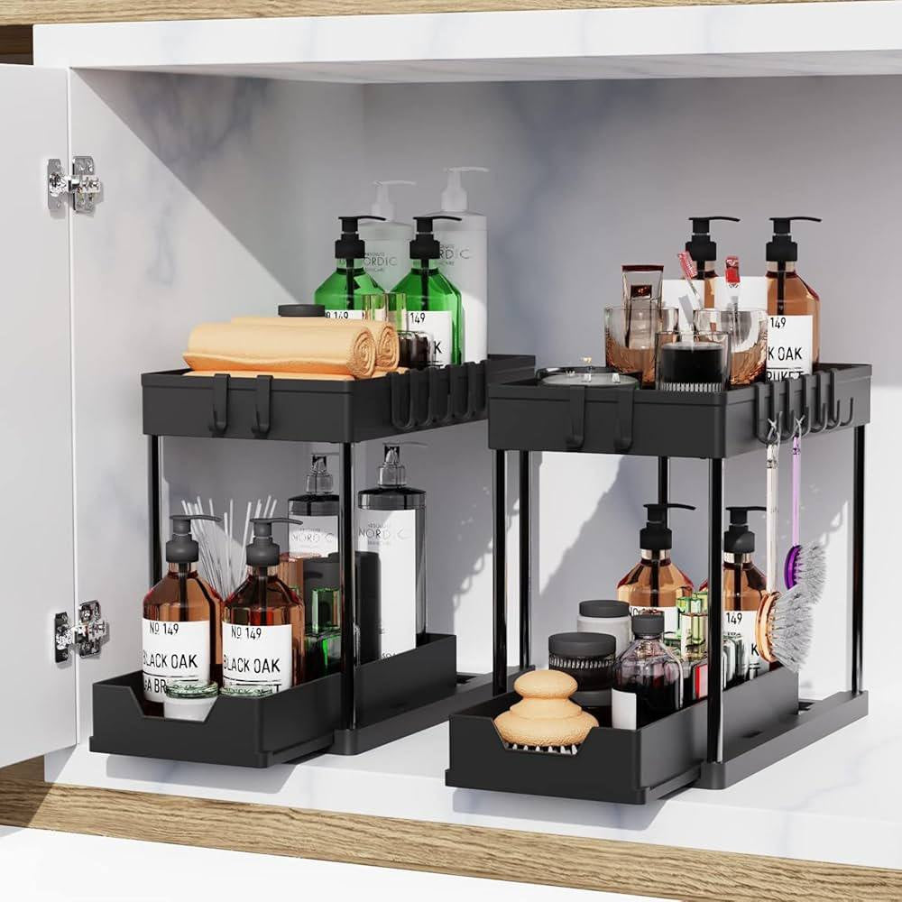 منظم تحت الحوض درجين متحرك – 2 Tier Under Sink Organizer