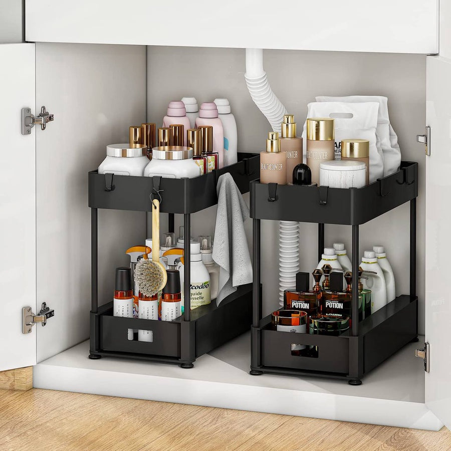 منظم تحت الحوض درجين متحرك – 2 Tier Under Sink Organizer