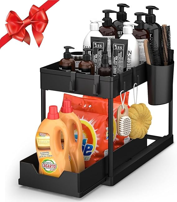 منظم تحت الحوض درجين متحرك – 2 Tier Under Sink Organizer