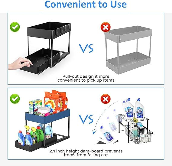 منظم تحت الحوض درجين متحرك – 2 Tier Under Sink Organizer