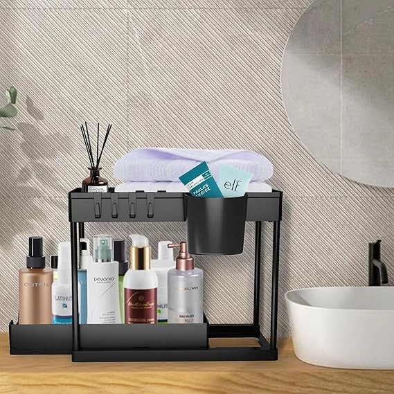 منظم تحت الحوض درجين متحرك – 2 Tier Under Sink Organizer